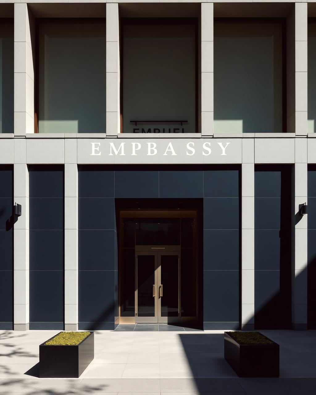 Modern embassy facade